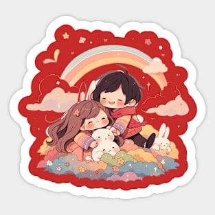 girl and boy Sticker